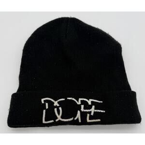 Dope Couture Beanie Black Knit‎ Cuffed Winter Hat Embroidered Logo Streetwear
